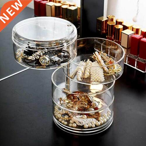 Transparent 360 Degrees Rotary Multilayer Jewelry Storage
