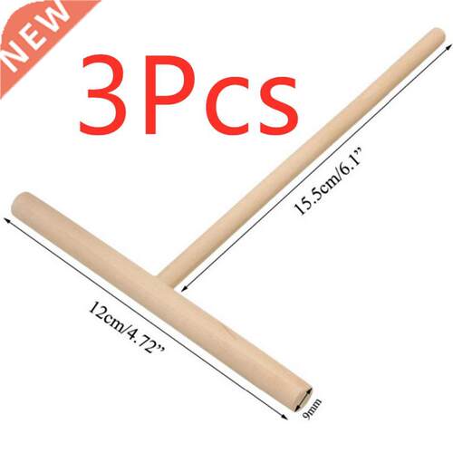 T Shape Wooden Crepe Maker Pancake Batter Spreader Stick Hom