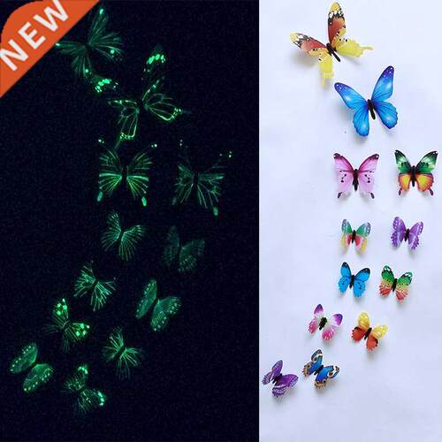 12Pcs/Set Luminous Butterfly Wall Stickers Living Room Butte