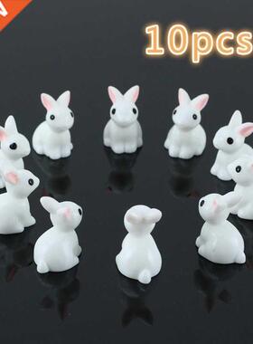 10 Pcs Lovely Miniature Garden Mini Rabbit Resin Fairy Ornam