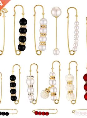 15Pcs Sweater Clips Heavy Duty Safety Pins Faux White Pearl