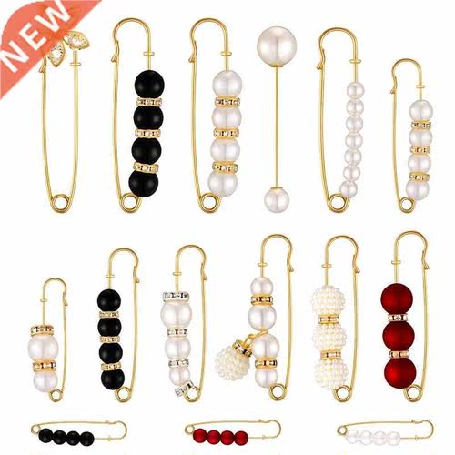 15Pcs Sweater Clips Heavy Duty Safety Pins Faux White Pearl