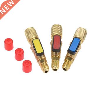 3Pcs/Set Br R410A Refrigerant Straight Ball Valves AC Chargi