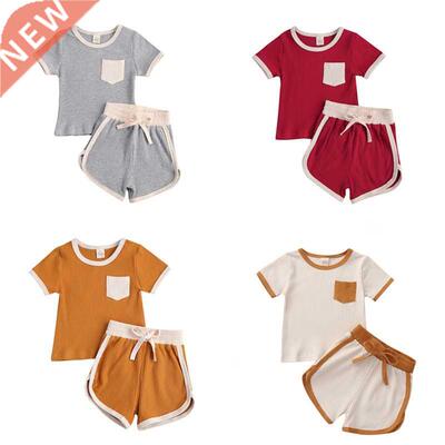 Baby Summer Clothing Kids Baby 2-piece Ribed Outfit Set Shor