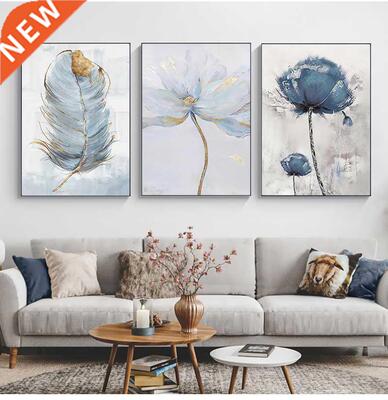Scandinavian Flower Art Abstract Painting Print Feather Dec