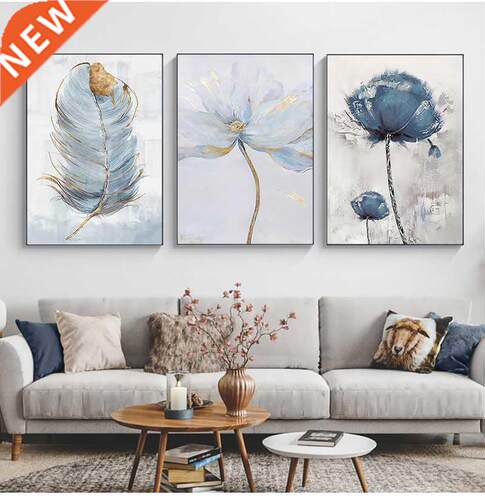 Scandinavian Flower Art Abstract Painting Print Feather Dec