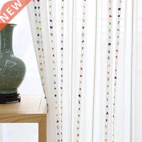 C Modern Colorful striped White Tulle Curtains for Living