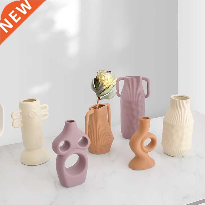 Cutelife Ceramic Geometric White Modern Vase Nordic Decorati