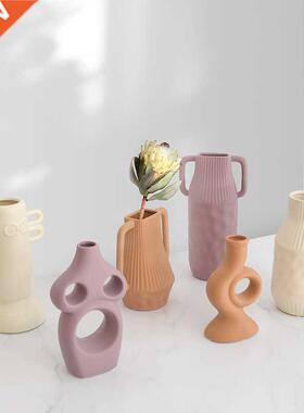 Cutelife Ceramic Geometric White Modern Vase Nordic Decorati