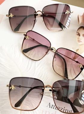 2022 New Faion Lady Oversize Rimless Square Bee Sunglasses