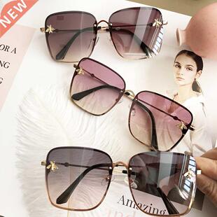 2022 New Faion Lady Oversize Rimless Square Bee Sunglasses