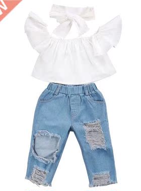 Toddler Kid Girls Clothing Off Shoulder Sleeve Tops Vest Ri