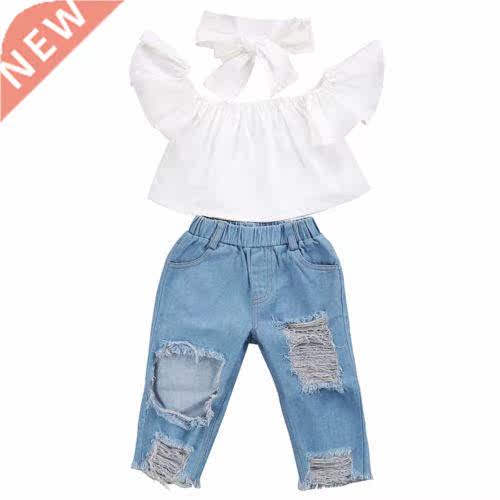 Toddler Kid Girls Clothing Off Shoulder Sleeve Tops Vest Ri
