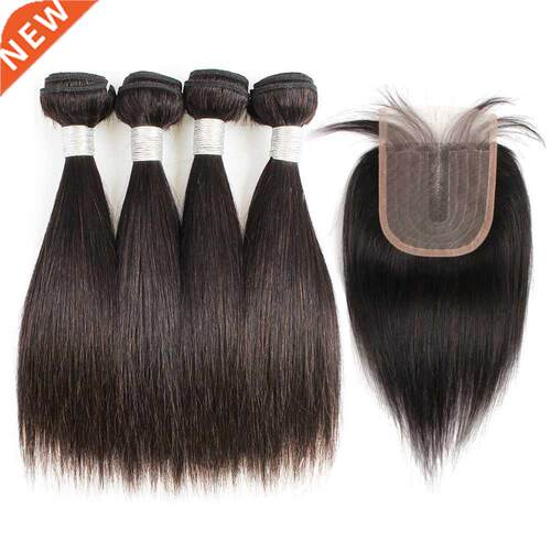 Straight Bundles with 4x1 Lace Closure Dark Brown Natural Bl