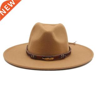 Fedoras Hats Big Brim 9.5cm Solid Band Belt Luxury Women Hat