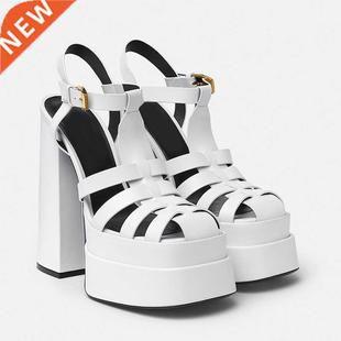 Women Sandals Solid High Heels Buckle Ankle Strap Ladies o