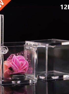 12Pcs Transparents Quare Flip Box Chocolate Can Cube Boxs