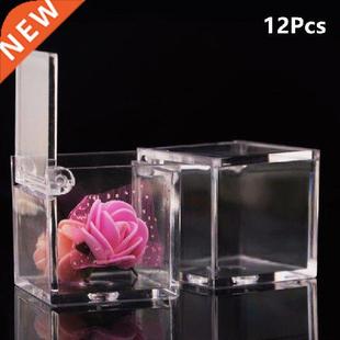 12Pcs Transparents Quare Flip Box Chocolate Can Cube Boxs
