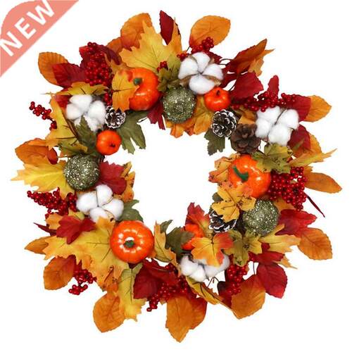 Fall Door Wreath tificial Hvest Wreath with Maple Leaves
