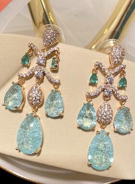 Luxury Vintage Court Drop-aped Zircon Earrings for Woman P