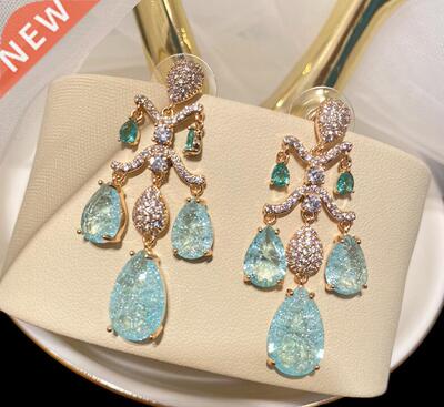 Luxury Vintage Court Drop-aped Zircon Earrings for Woman P