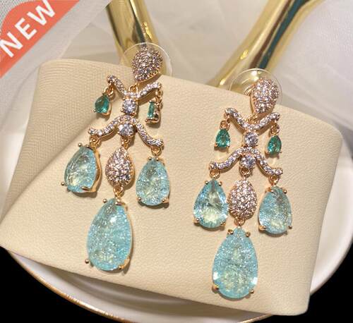 Luxury Vintage Court Drop-aped Zircon Earrings for Woman P