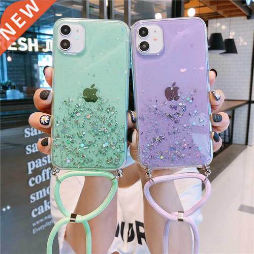 Bling Glitter Stars Sequins Cord Chain Lanyard Phone Case Fo