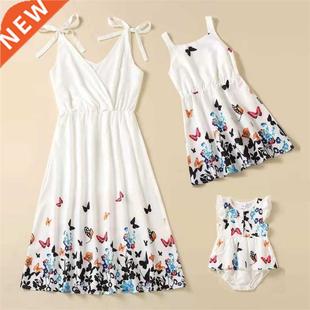 Family Set Butterflies M Daughter Matching Dresses Tank