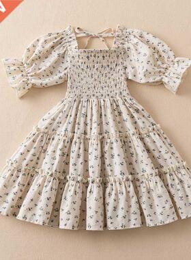 Short Sleeve Dress for Girl Polk Dot Kids Florl Evening P