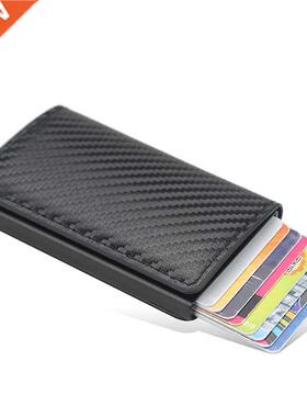 New Carbon Fiber RFID Blocking Men's Credit Card Holder Leat