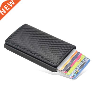New Carbon Fiber RFID Blocking Men's Credit Card Holder Leat