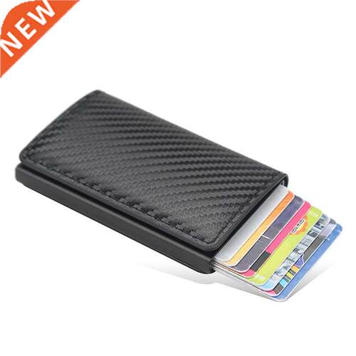 New Carbon Fiber RFID Blocking Men's Credit Card Holder Leat