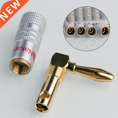 4Pcs/Set Nakamichi Right angle Banana Plugs Gold Plated Musi
