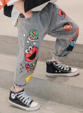 Boys' Jeans Spring and Autumn New Funny Head Medium and Big