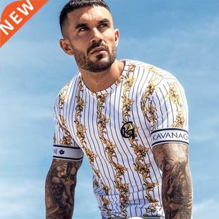 Casual Men T-shirt Stripe Summer Man Tshirt Fashion Tops Set