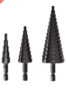 3Pcs HSS Drill Bit 4-32mm 4-20mm 4-12mm Straight Groove Step