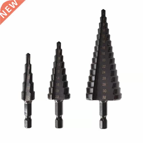 3Pcs HSS Drill Bit 4-32mm 4-20mm 4-12mm Straight Groove Step