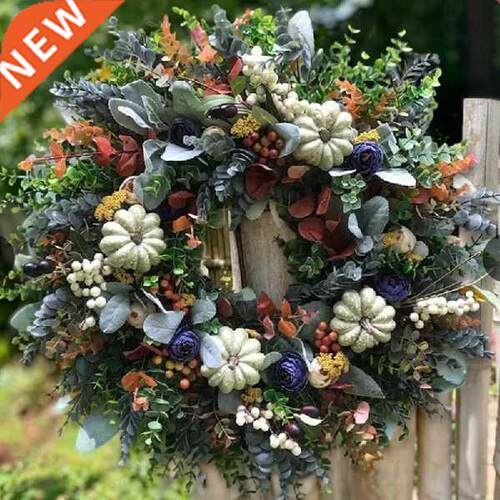 Halloween Autumn Wreath Maple Leaf Pumpkin Door Hanging