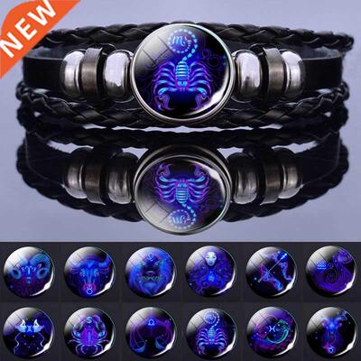 12 Zodiac Signs Constellation Charm Bracelet Men Women Fashi