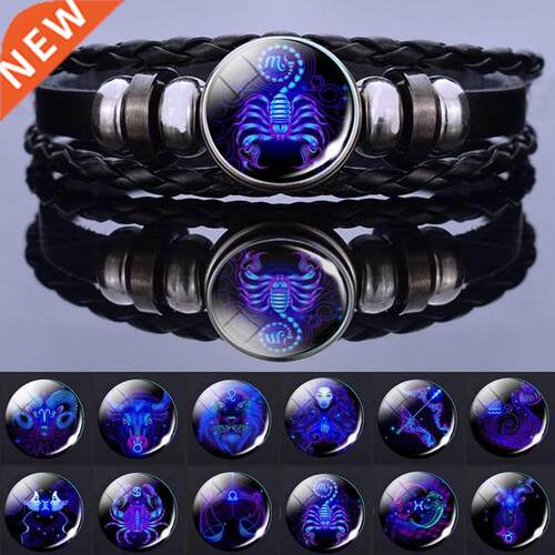 12 Zodiac Signs Constellation Charm Bracelet Men Women Fashi