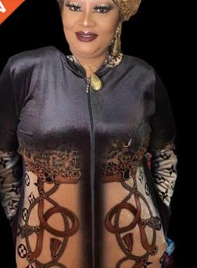 African Dresses For Women 2021 New Lies Dashiki Print Turn