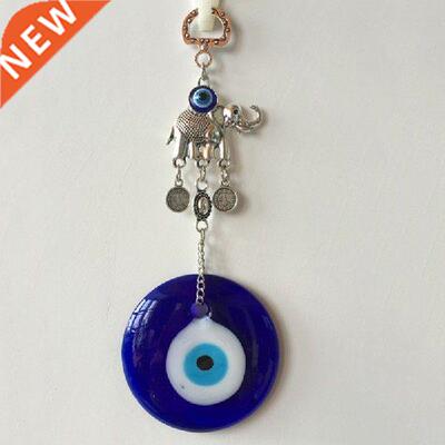 Wall Hanging Turki Elephant Blue Evil Eye Amulet Glass