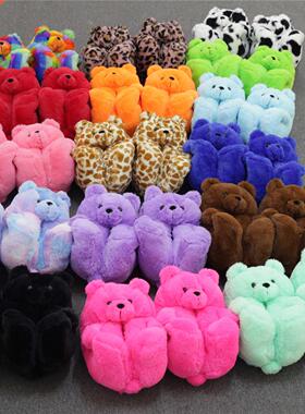 Teddy Bear women christmas plush slippers Cartoon Cute Bear