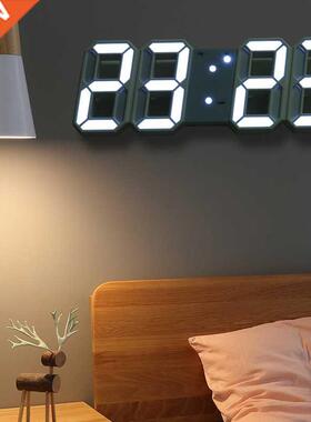 LED Digital Wall Clock Alarm Date Temperature Automatic Back
