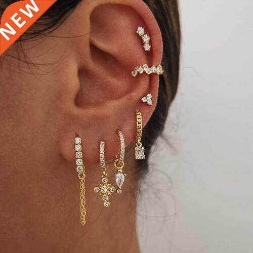 CRMYA Yellow Silver Plated Stud Dangle Earrings For Women Cu