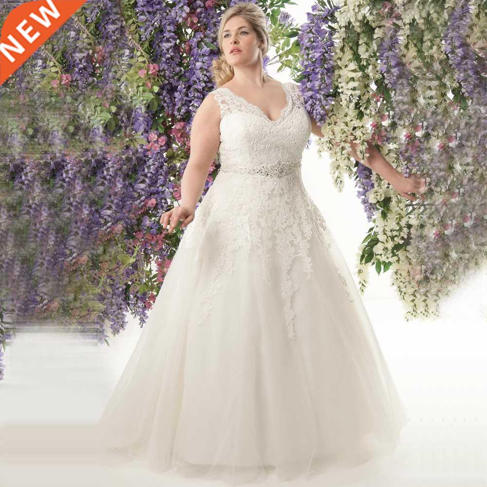 Elegant V-neck Plus Size Wedding Dresses Vestidos de Noivas图片