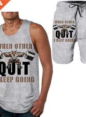 3D Print Top/2pc Set Male Gym Bodybuilding Tank Top Super Me