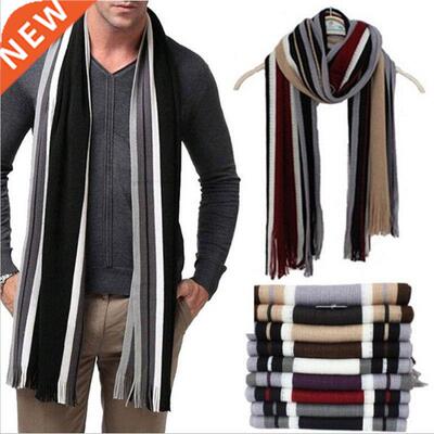 New Men's Winter Warm Cashmere Scarf Classic Striped Busines