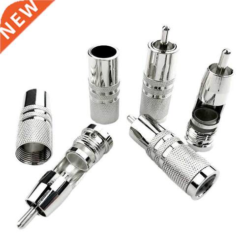 4Pcs Silver Plated Copper RCA Plug Solder HiFi Audio Adapter