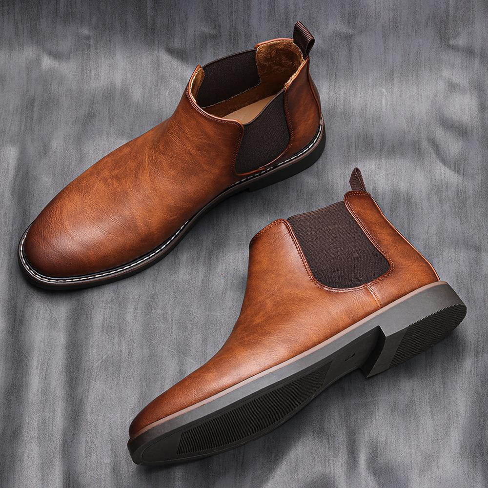 Chelsea Boots Men Comfortable Leather Shoes 复古男短靴切尔西
